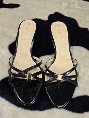 Anne Michelle Black Strappy Slide Sandals